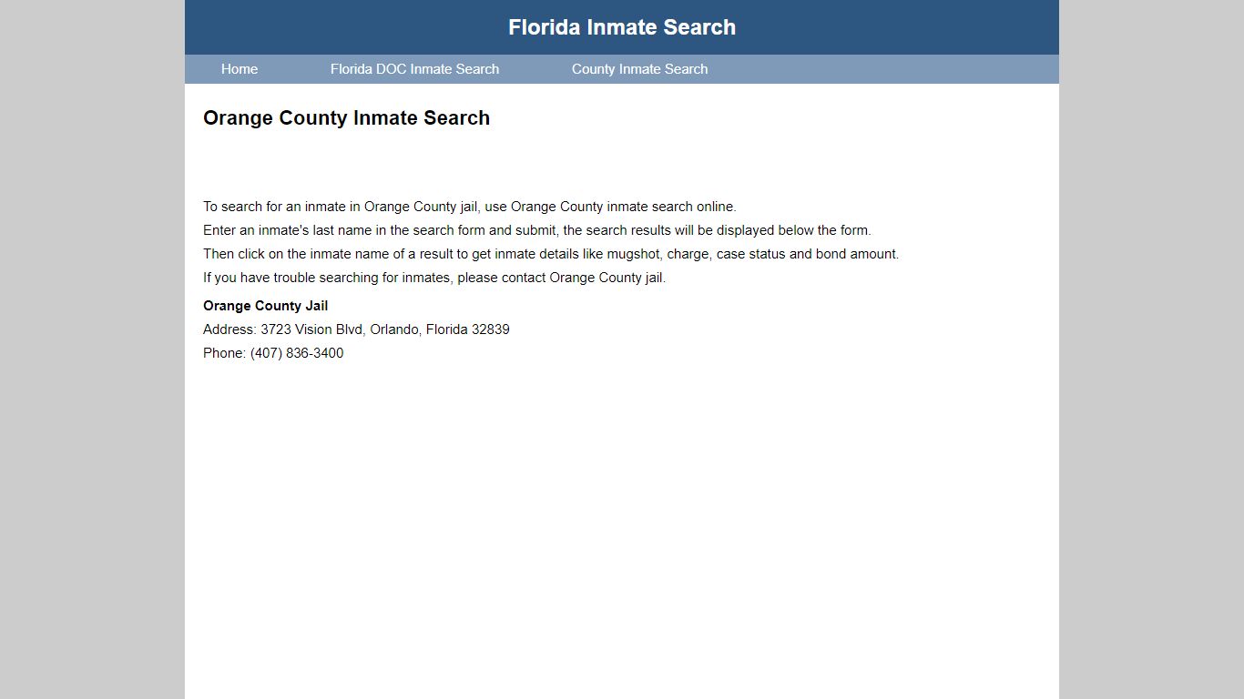 Orange County Inmate Search